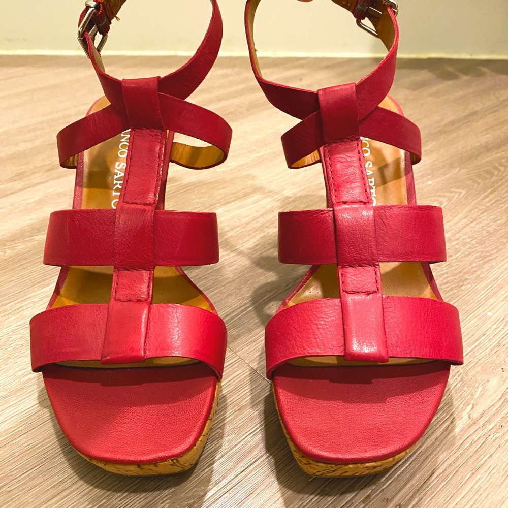 Franco Sarto - Red Strappy Wedge Heels | 7M